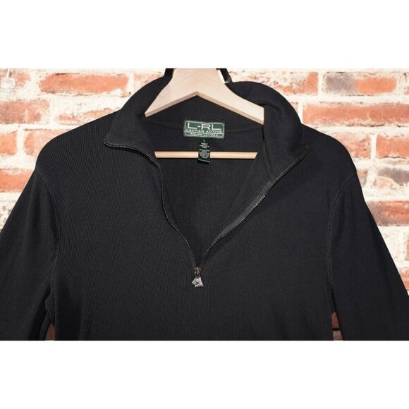 Lauren Ralph Lauren Active Ribbed Quarter-Zip Pullover - Black - Size L - Picture 7 of 16